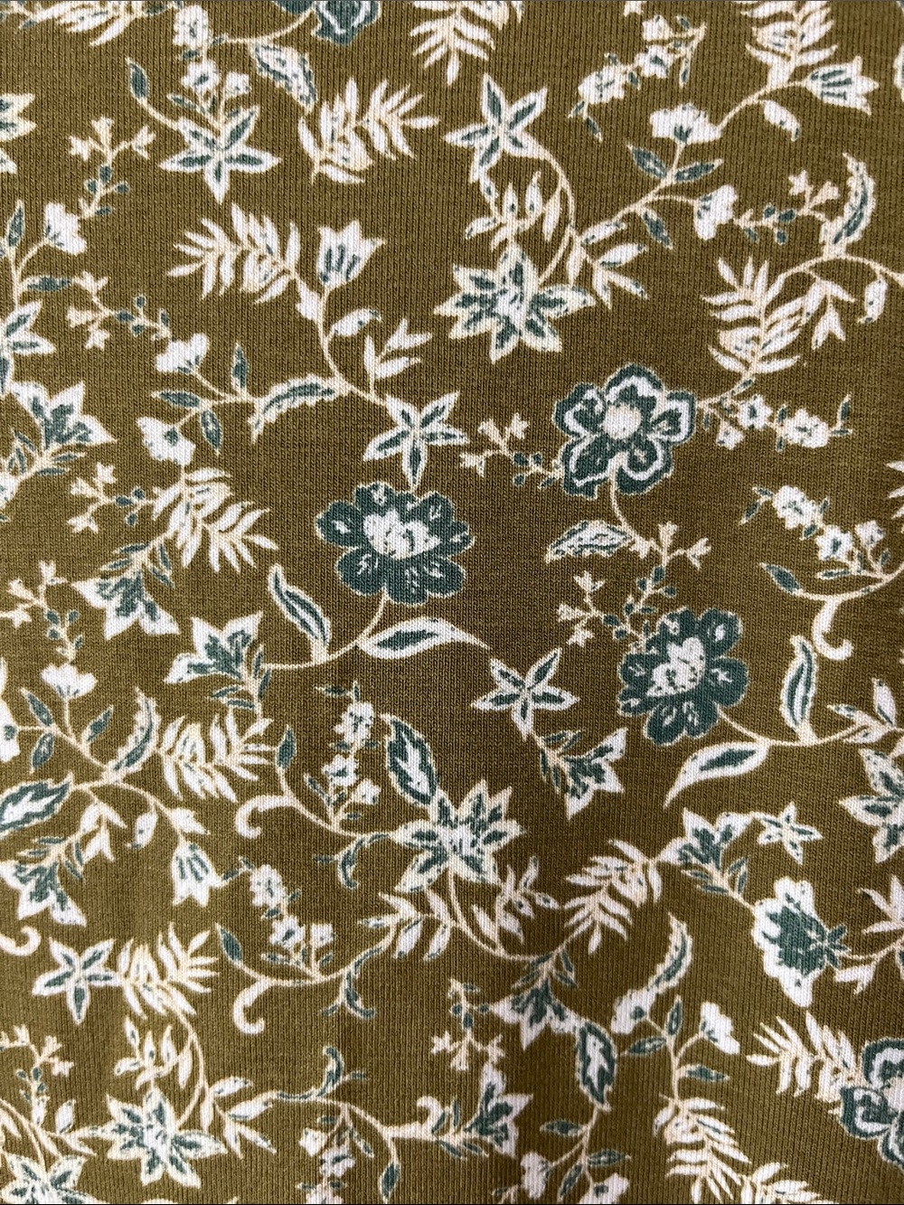 Wonderly Olive Green Floral Tiered Button Front V-Neck Blouse - Picture 5 of 6